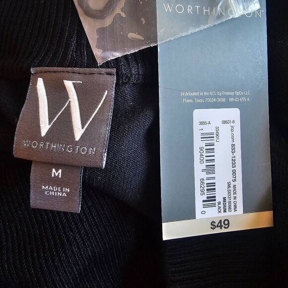 Worthington womens Sz M black open split sides  cardigan - Picture 7 of 8